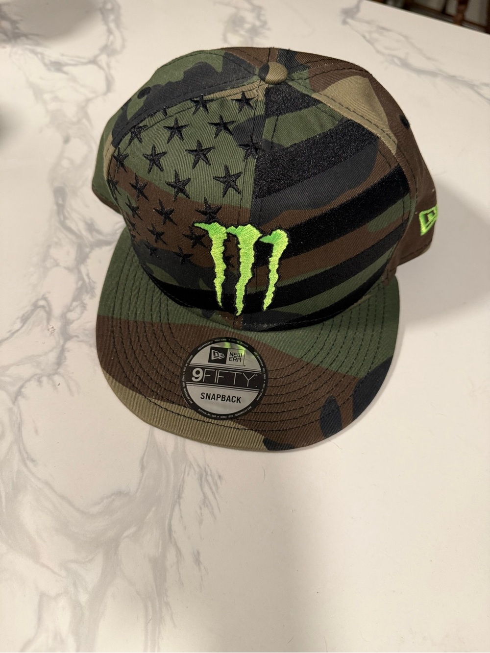 Monster Energy New Era 9fifty Athlete Snapback Hat Cap Camo Camouflage FLAG USA